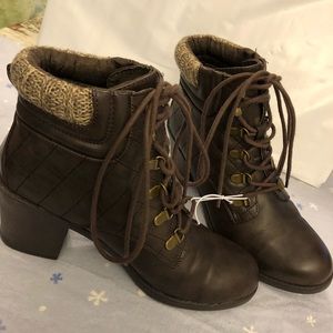 MIA | Teddy | brown boots with block heel NWOT